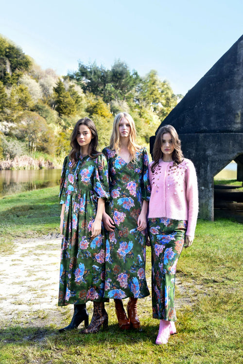 COOP - I MIGHT BE BIASED Dress - Brush Strokes Green