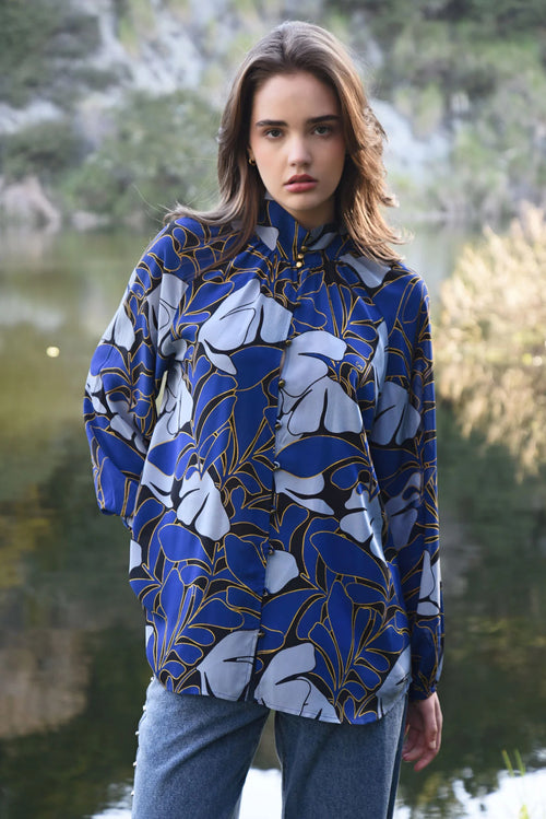 COOP - HIGH & MIGHTY Blouse - Leaf It To Me Blue