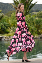COOP - SUN & THE SWOON Dress - Bow-Dacious Black/Pink Bow