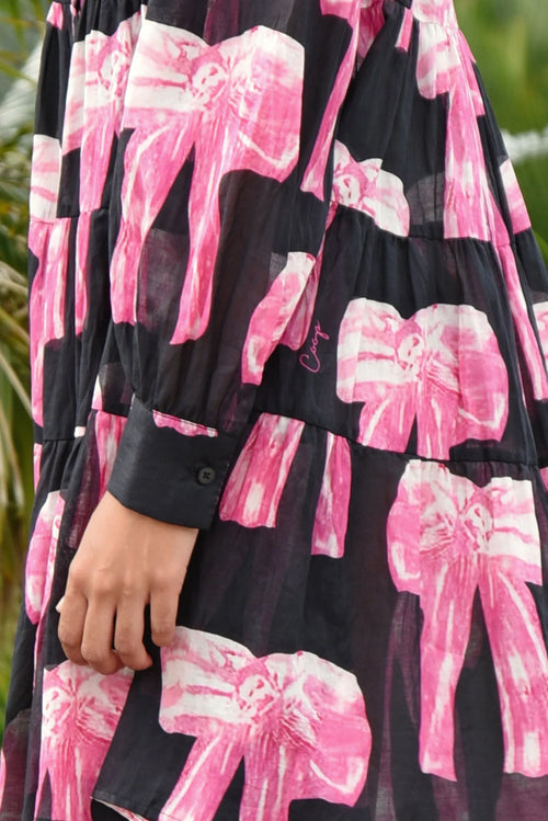 COOP - TIER-RIFIC Dress - Bow-Dacious Black/Pink Bow