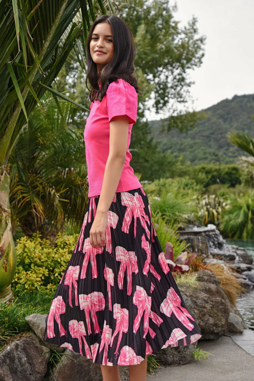 COOP CROWD PLEATER Skirt - Black/Pink