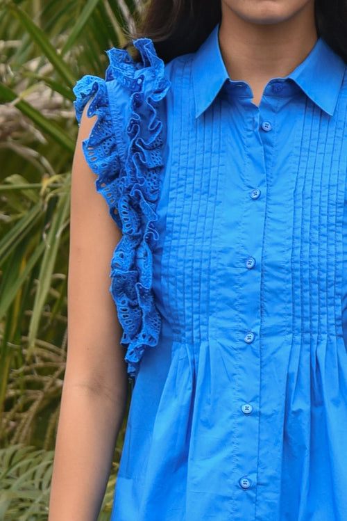 Coop - Ruffle Around the Edges Dress Blue
