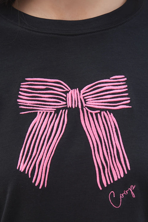 COOP - BOW T-Shirt - Black/Pink