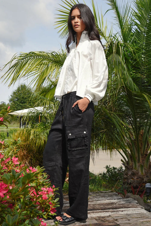 COOP - LINEN ON THE EDGE Trouser - Black