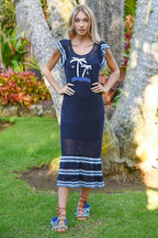 COOP - HOOKED ON A FEELING Crochet Dress - Navy/Blue