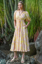 COOP - RUCHE AROUND Dress - Field of Flowers Blush/Yellow