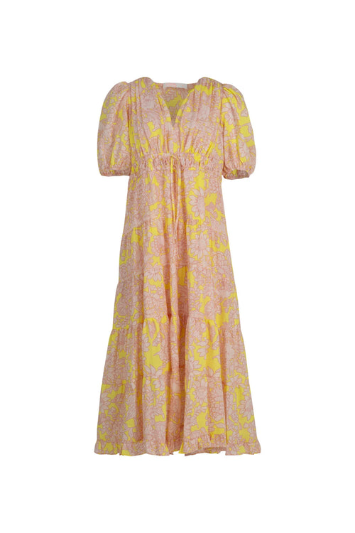 COOP - RUCHE AROUND Dress - Field of Flowers Blush/Yellow