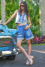 COOP - SHORT & STITCHED Shorts - Denim Bling