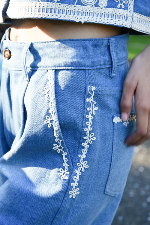 COOP - SHORT & STITCHED Shorts - Denim Bling