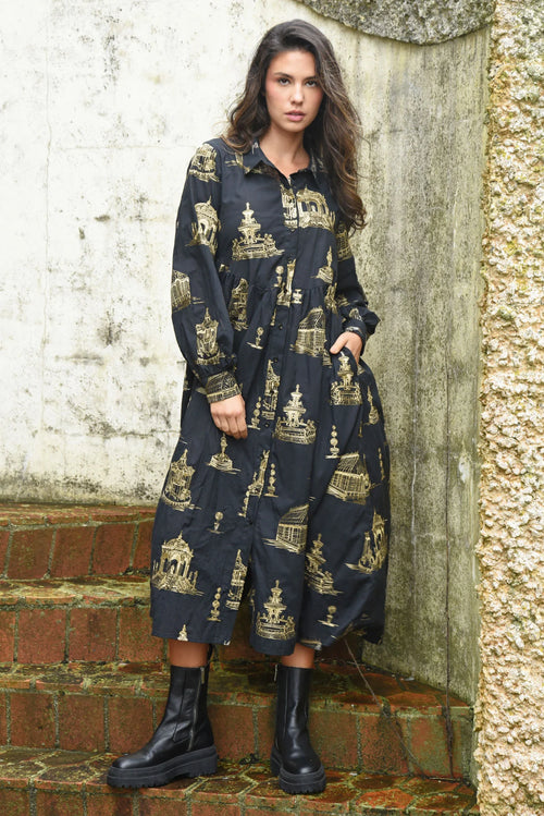 COOP - LOOM WITH A VIEW Dress - Black/Gold