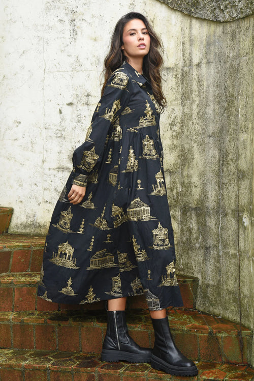 COOP - LOOM WITH A VIEW Dress - Black/Gold