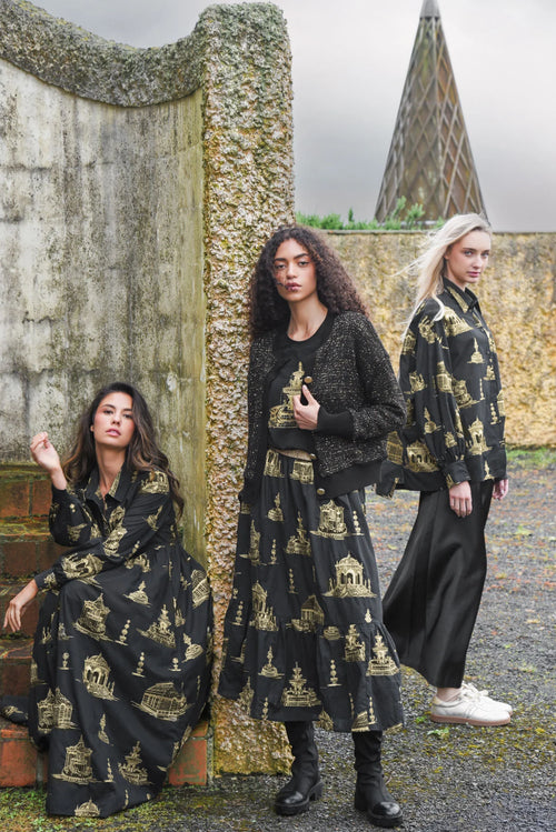COOP - TOILE YOU BELIEVE IT? Skirt - Black/Gold