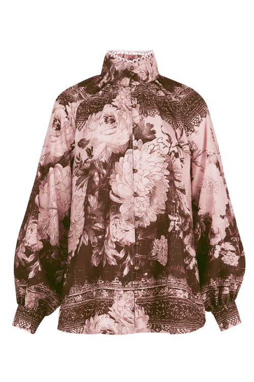 COOP - HIGH SOCIETY Blouse - Pink/Brown
