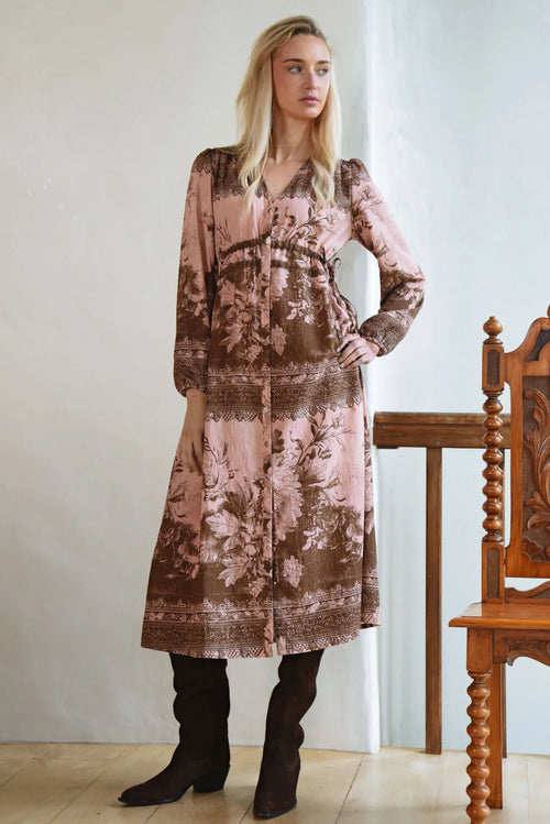 COOP - RUCHE WITH IT Dress - Peony Lane Pink/Brown
