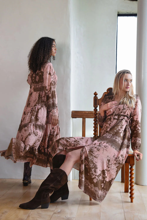 COOP - RUCHE WITH IT Dress - Peony Lane Pink/Brown