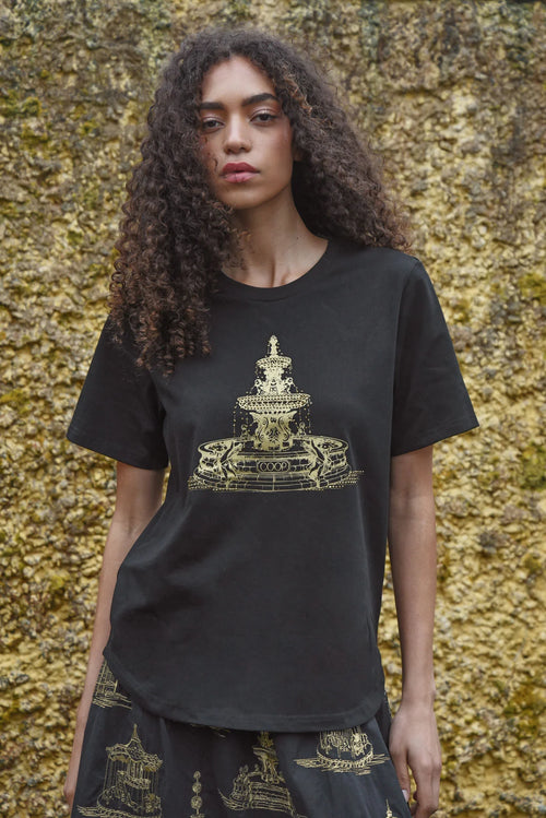 COOP - FOUNTAIN OF SPARKLE T-Shirt - Black/Gold