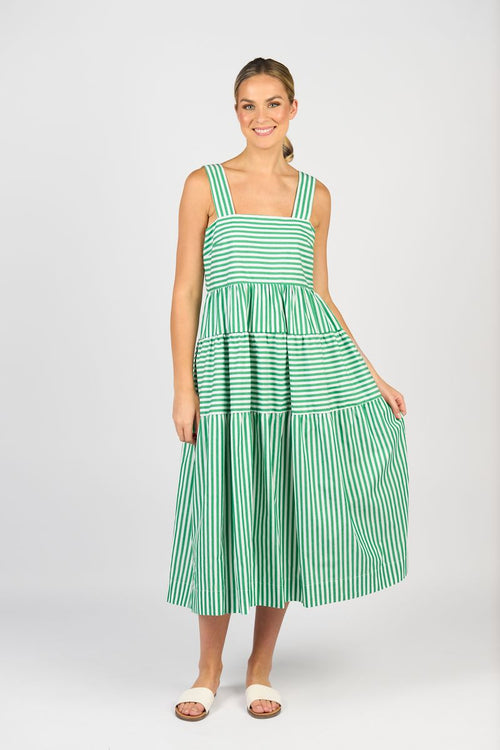 Vassalli - Sleeveless Tiered Dress with Wide Straps and Pockets 6099