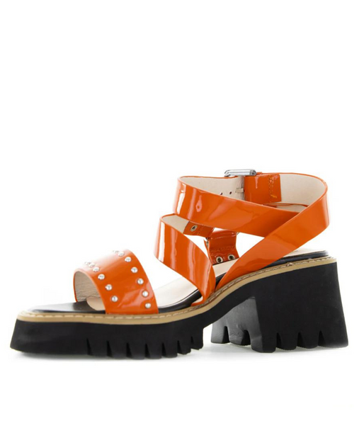 Mila Raine - FANG Orange Patent Stud Sandal