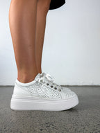 MINX - CRYSTIX - White Perf Diamante Gem Sneaker