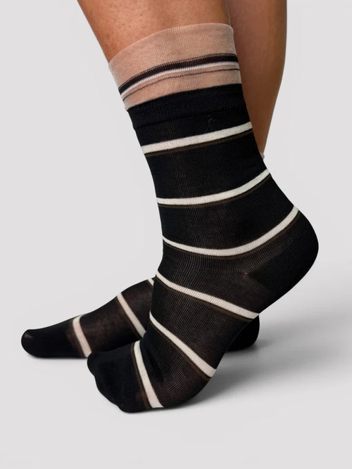 MINX - Double Stripe Frill Sock - Black