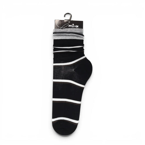MINX - Double Stripe Frill Sock - Black