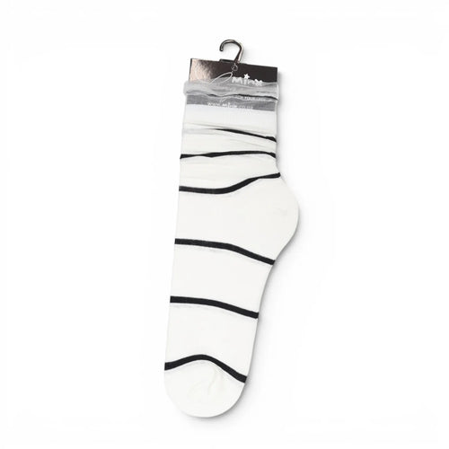 MINX - Double Stripe Frill Sock - White