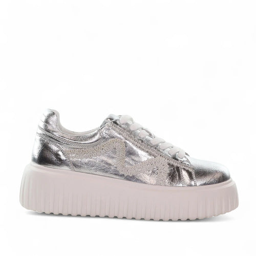 MINX - DRAX Sneaker - Silver Metallic Scrunch Lace Detail