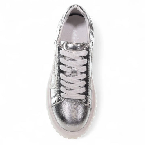 MINX - DRAX Sneaker - Silver Metallic Scrunch Lace Detail
