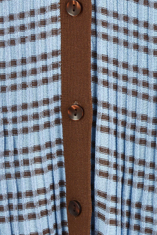 SASS - NESTA Check Knit Dress - Blue/Chocolate
