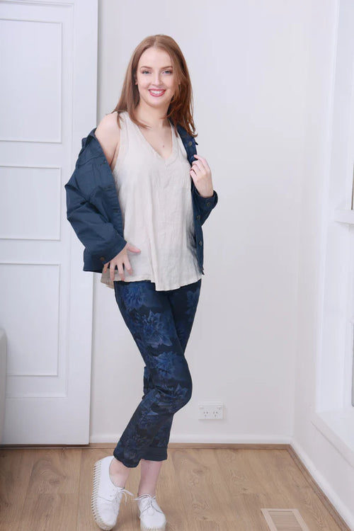 Onado - Reversible Jeans - Blue /Floral   H-101B