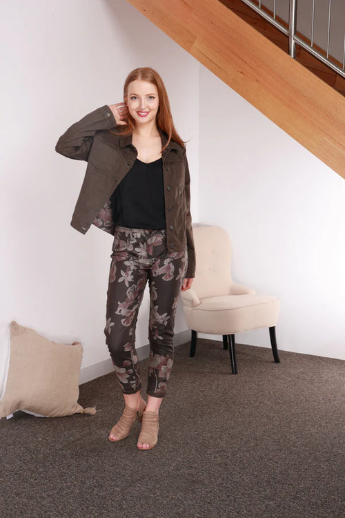 Onado - Reversible Jeans - Chocolate Floral/Taupe H-103D