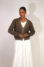 Tatano - Contrast Cardi Chocolate/Mocha