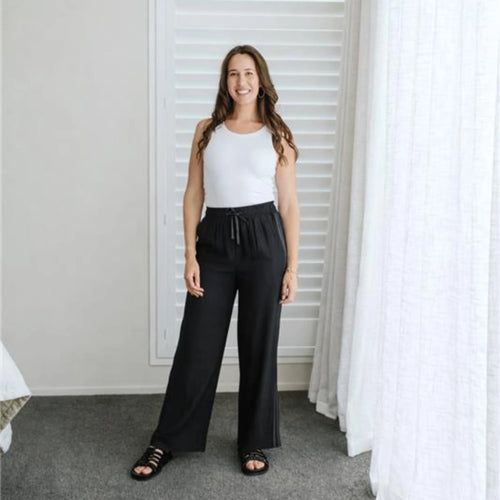 MOKE - INDIANNA Pants - Black with Satin