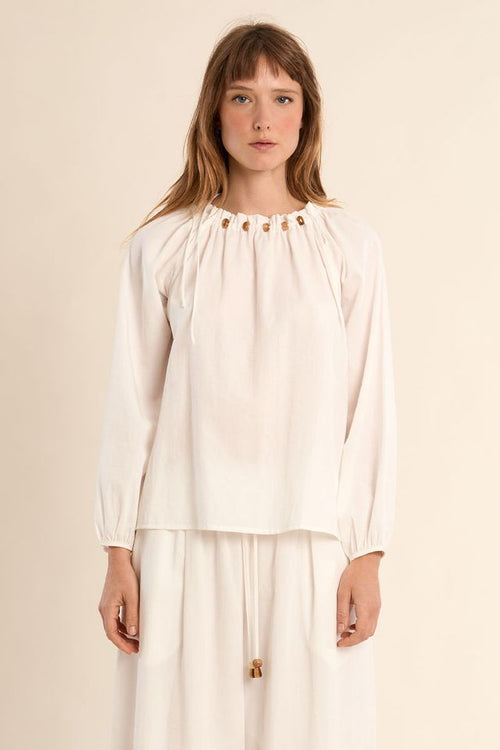 Molly Bracken - Woven Blouse in White LAF132EP