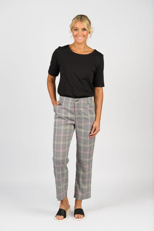 Vassalli - Slim Leg 7/8 Pant with Fly and Elastic Back Waistband 5963A