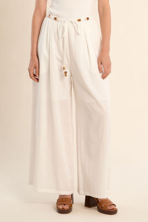 Molly Bracken - Woven White Wide Leg Pants LA1960EP