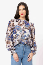Leila + Luca - New York Top in Azure Carnation