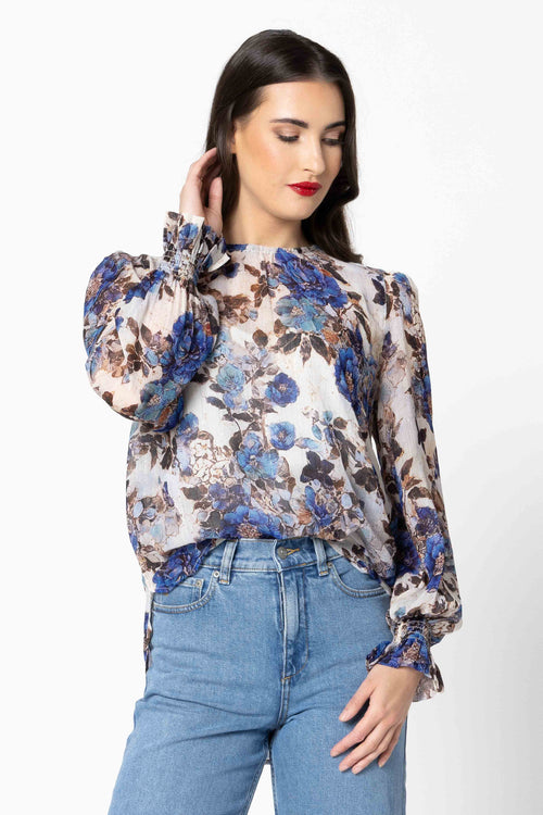 Leila + Luca - New York Top in Azure Carnation
