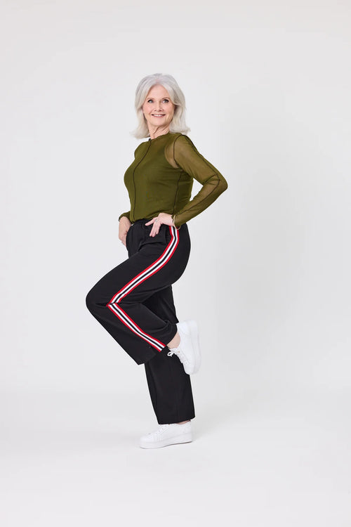 Lemon Tree - CHLOE Pant - Black/Red Stripe