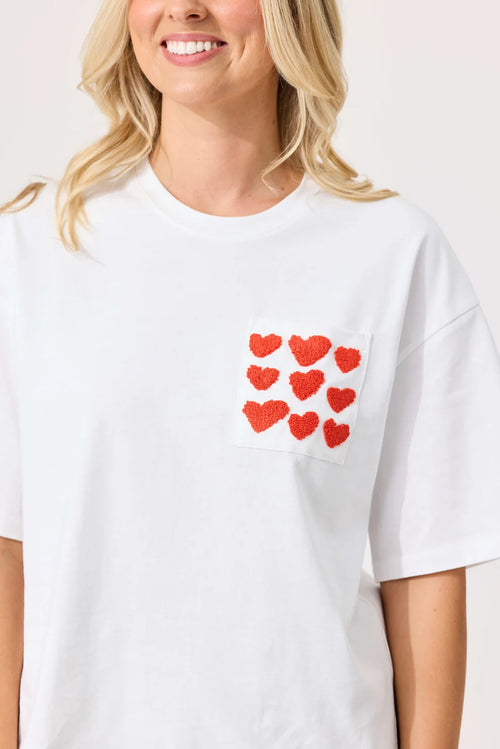 Lemon Tree - AMOR Tee - White/Red Heart