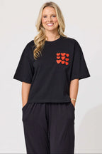 Lemon Tree - AMOR Tee - Black/Red Hearts
