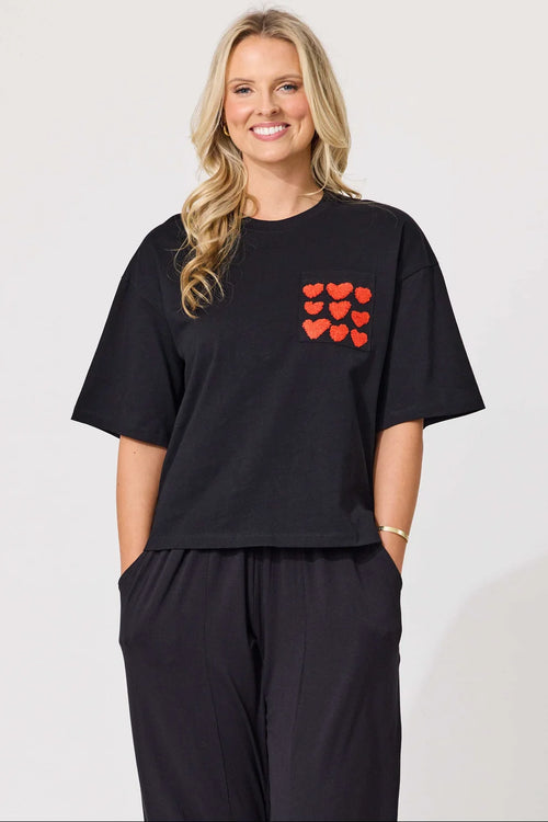 Lemon Tree - AMOR Tee - Black/Red Hearts