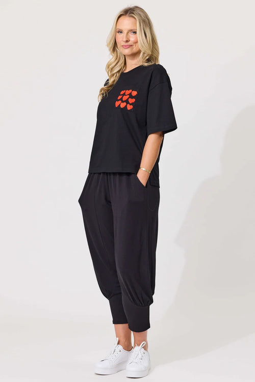 Lemon Tree - AMOR Tee - Black/Red Hearts