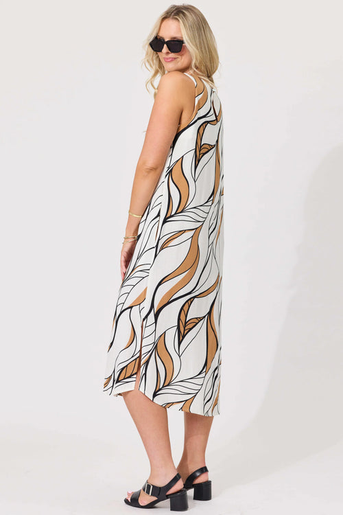 Lemon Tree - NOA Dress - Leafy Brown/White