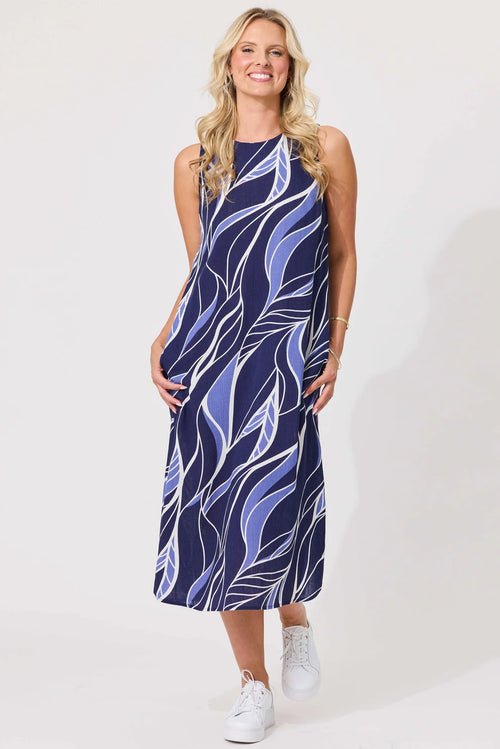 Lemon Tree - NOA Dress - Leafy Blue