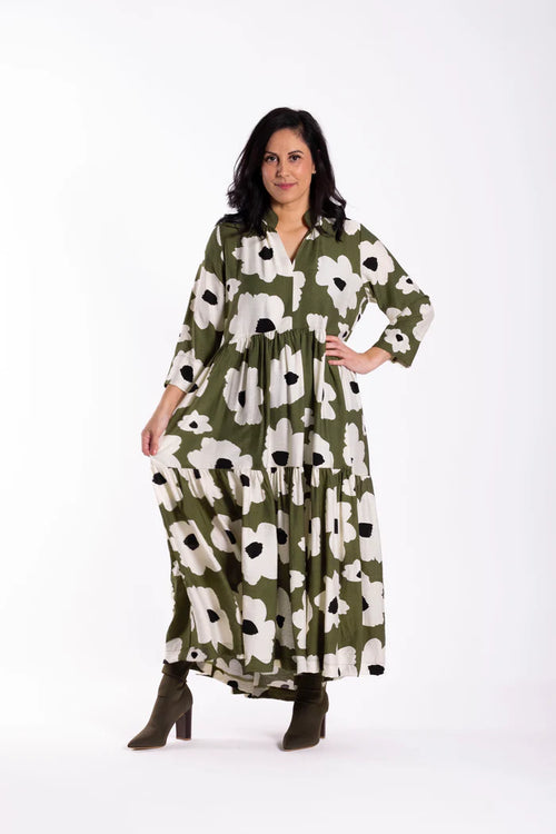 Jellicoe - COLLAR TIERED Dress - Monochrome Meadow