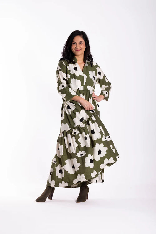Jellicoe - COLLAR TIERED Dress - Monochrome Meadow