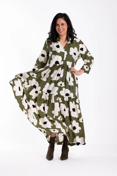 Jellicoe - COLLAR TIERED Dress - Monochrome Meadow