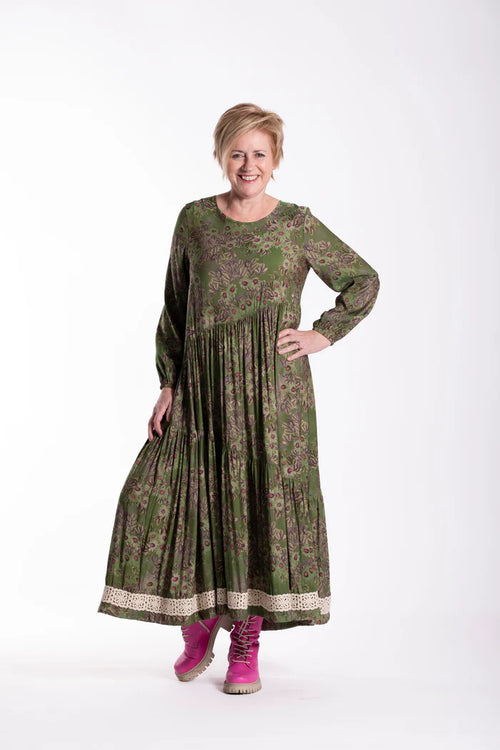Jellicoe - ANGLED Dress 26-132 - Daisy Chain Green