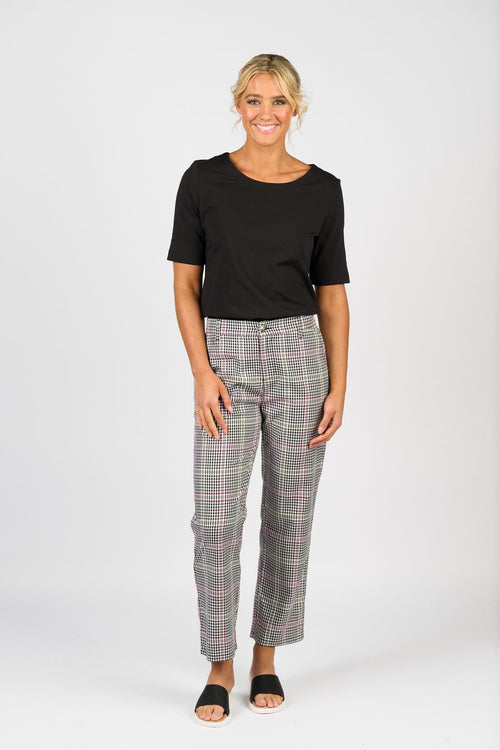 Vassalli - Slim Leg 7/8 Pant with Fly and Elastic Back Waistband 5963A